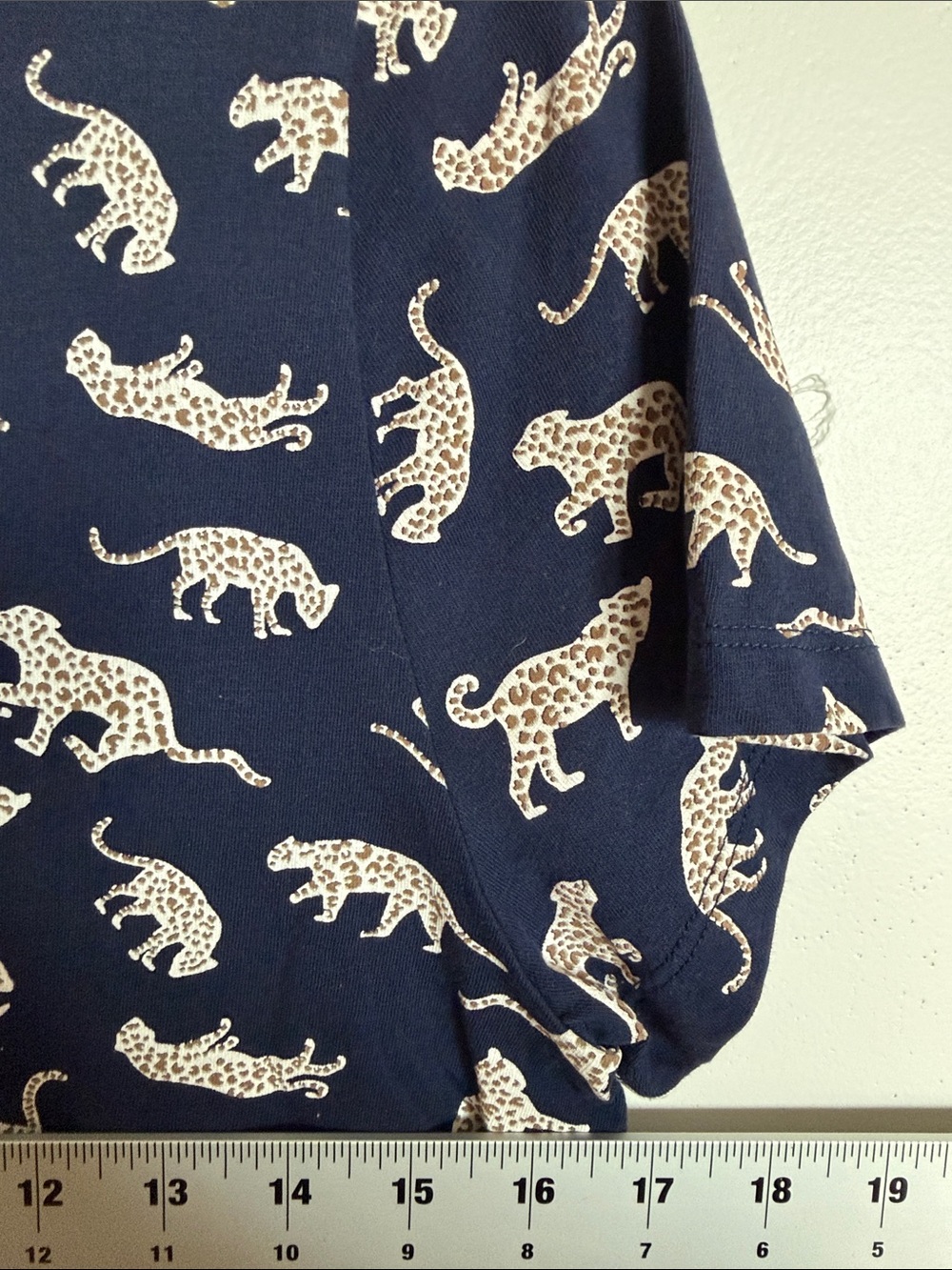 J. Crew 100% Cotton Navy Tee with Cream Leopard Motif Knit Top - Picture 9 of 9